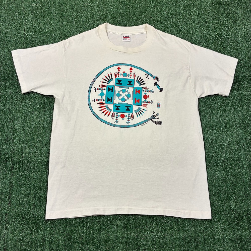 Vintage 90s Anvil Native American Sand Painting T-shirt